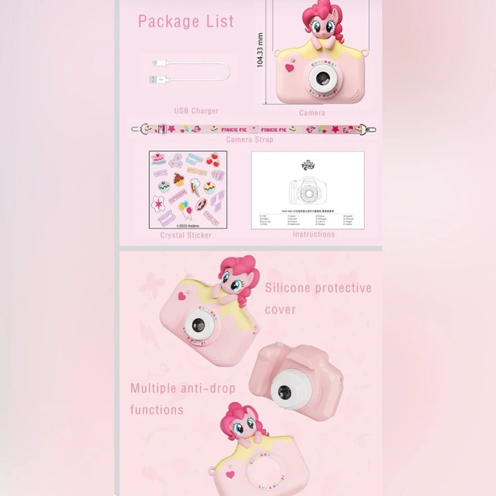 My Little Pony‎ Pinkie Pie Kids Digital Camera NIB 32GB Card Dual Camera USB